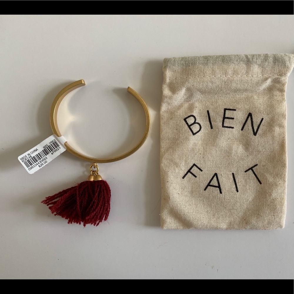 NWT Madewell Brass/Maroon Tassel Bracelet
